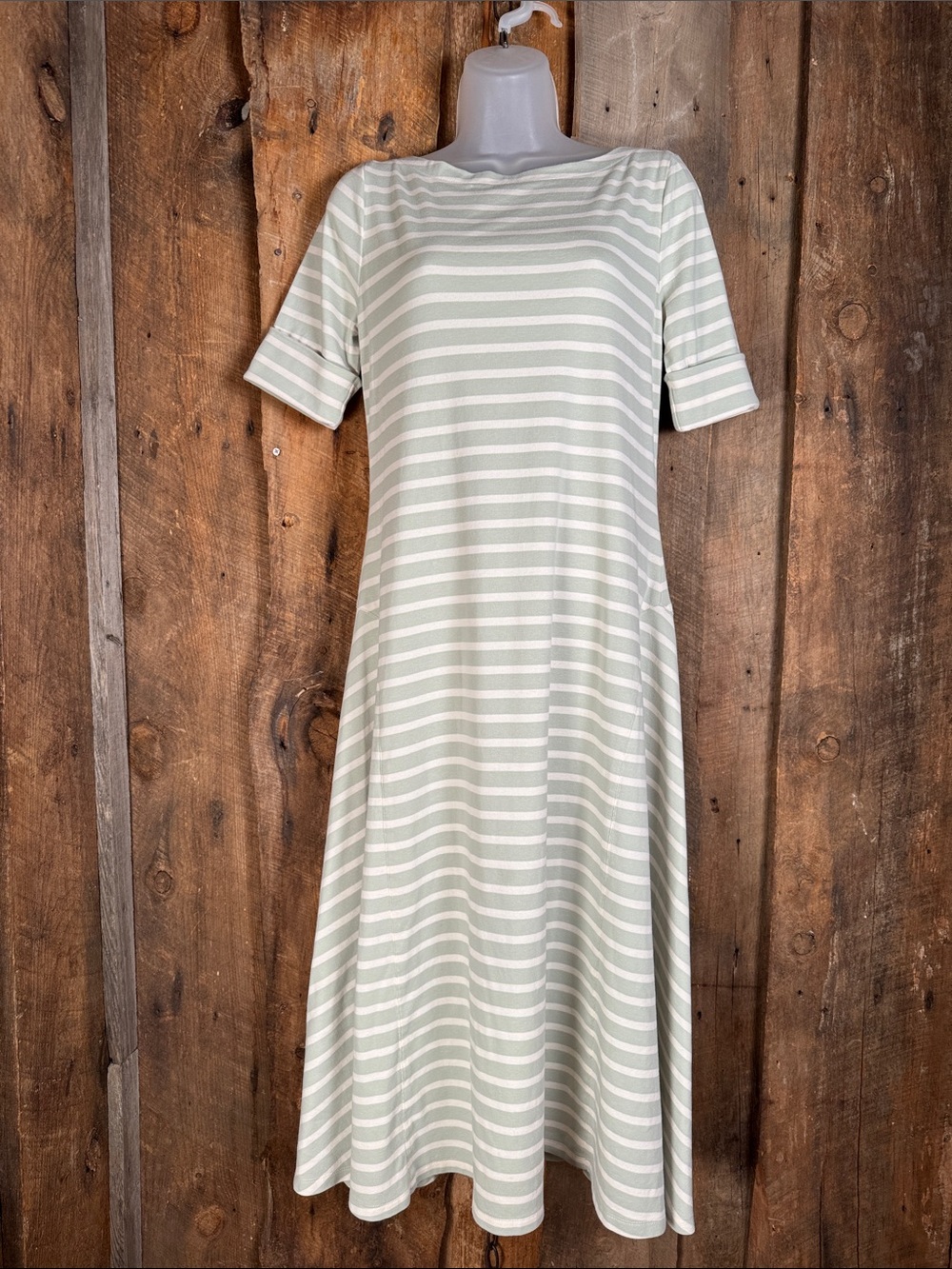 Ralph Lauren Mint and White Striped Midi Dress